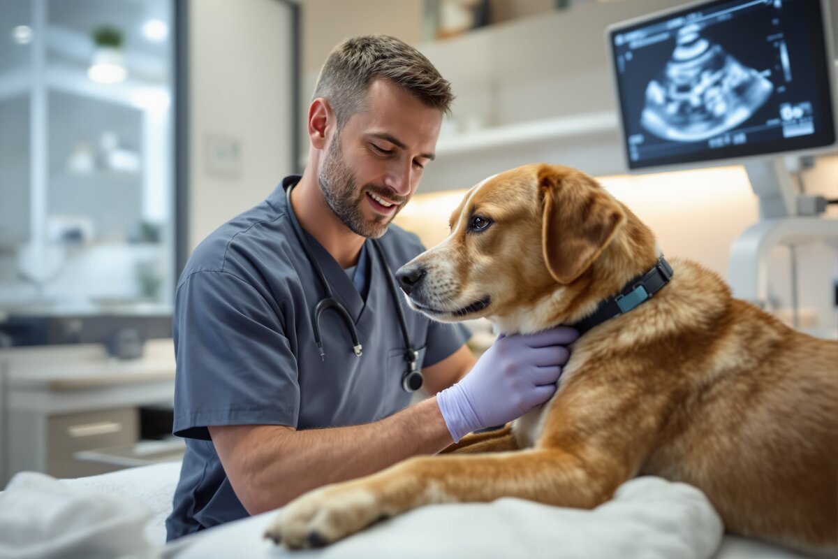 Ultrassom Veterinário - Exame em cão na clínica